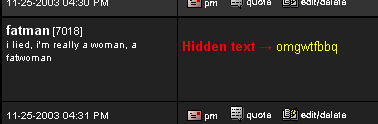 Shows hidden text